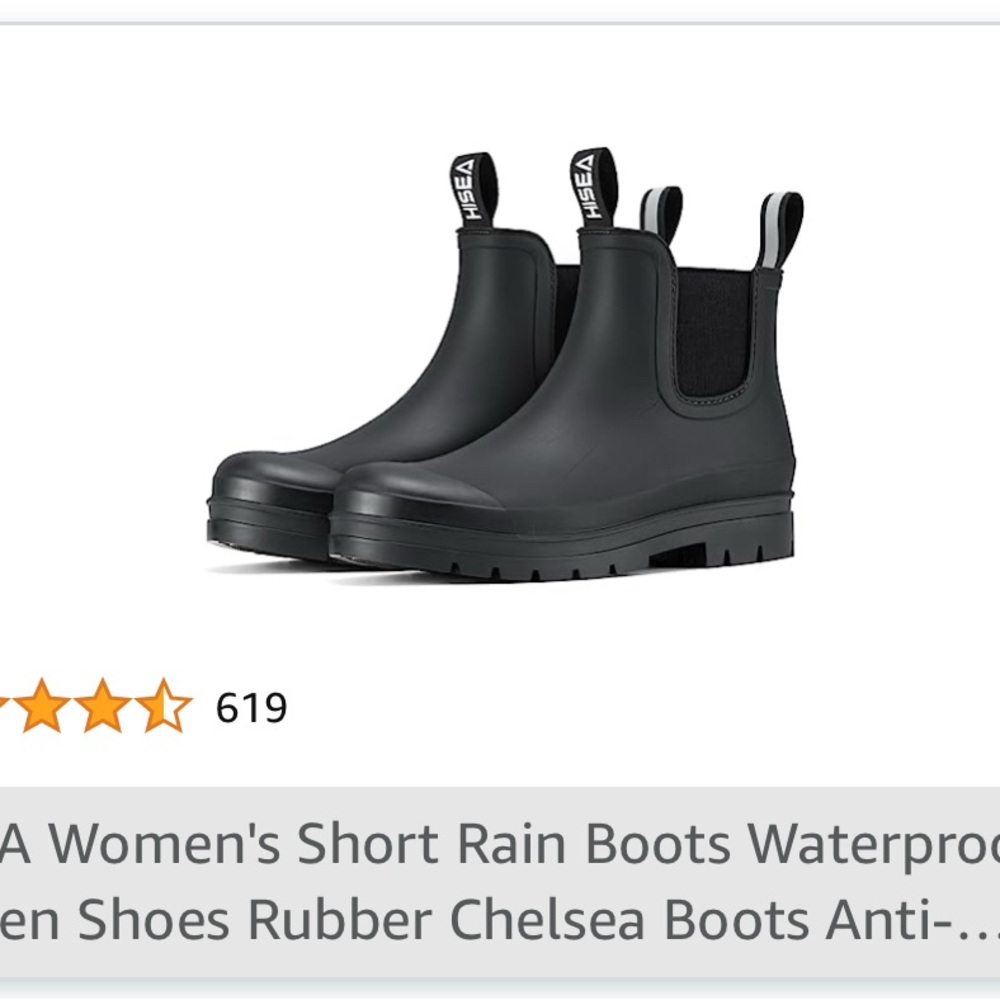 Hisea Women's Black Short Rain Boots size 6